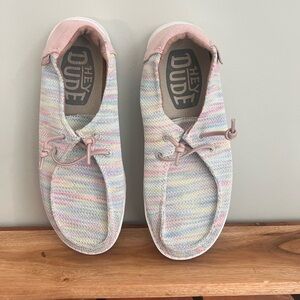 Hey Dude Pink and Blue Sneakers Casual Slip-On